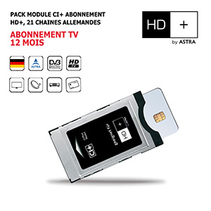 Pack Module CI+ avec carte daccs abonnement Tv 12 mois, bouquet Allemand HD+, 21 Chaines